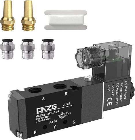 4V210-08 تيار مستمر 12 فولت هوائي صمام الملف اللولبي الهوائي 1/4 "NPT ، ملف واحد يعمل بالطيار كهربائي 2 موضع 5 طرق عدة نوع صندوق وصلات in Kuwait