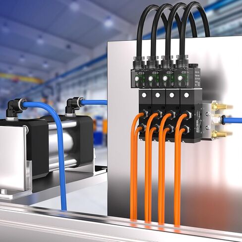 4V210-08 تيار مستمر 12 فولت هوائي صمام الملف اللولبي الهوائي 1/4 "NPT ، ملف واحد يعمل بالطيار كهربائي 2 موضع 5 طرق عدة نوع صندوق وصلات in Kuwait