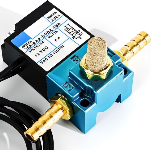 DC 12V 5.4W Solenoid Valve, 3-Port Electronic Boost Control Solenoid Valve, Carbon Steel Dispensing Machine Valve with Brass Fitting, 6mm Threaded Connector (35A-AAA-DDBA-1BA) in Kuwait