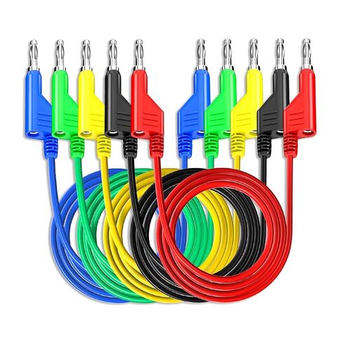 5PCS Banana to Banana Plug Test Lead Set, 4mm Stackable Banana Plug Male to Male Silicone Flexible Test Cable Jumper Wires for Multimeter Electrical Testing 1000V/15A 1m in Kuwait
