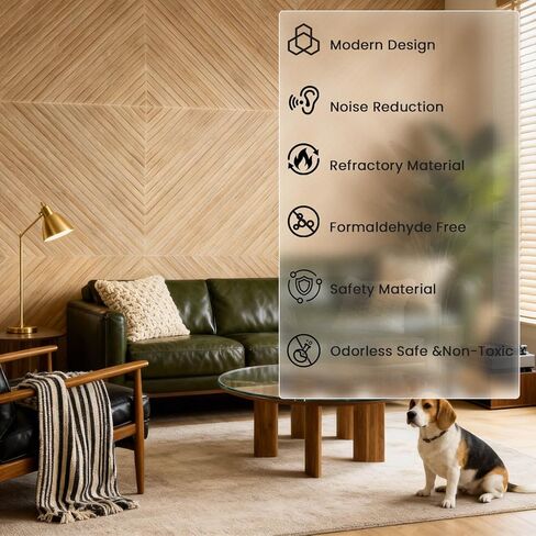 Acoustic Wall Panels, 8 pcs 23.6" x 23.6" – Wood-Pattern Polyester Fiber Sound Absorbing & Soundproof 3D Peel & Stick Panels for Recording Studio, Home Theater, Office, Meeting Room Décor (31 sq ft) in Kuwait