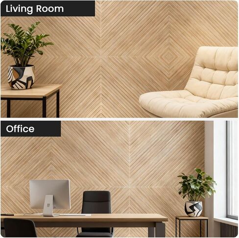 Acoustic Wall Panels, 8 pcs 23.6" x 23.6" – Wood-Pattern Polyester Fiber Sound Absorbing & Soundproof 3D Peel & Stick Panels for Recording Studio, Home Theater, Office, Meeting Room Décor (31 sq ft) in Kuwait