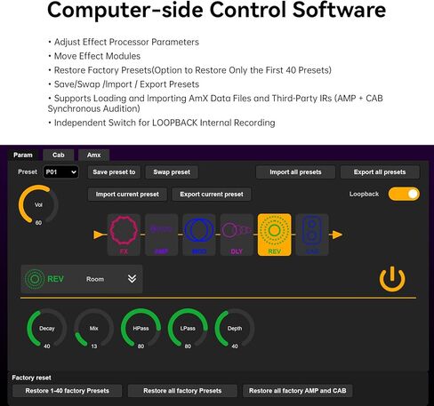 M-VAVE Pocket AMP Effect Pedal Guitar Bass 6 Modules 80+ Built-in Presets Acoustic Effects Chorus Delay Reverb IR CAB Modulation Tremolo Stereo TRS USB Type-C Audio Interface LOOPBACK Recordable in Kuwait