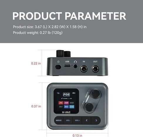 M-VAVE Pocket AMP Effect Pedal Guitar Bass 6 Modules 80+ Built-in Presets Acoustic Effects Chorus Delay Reverb IR CAB Modulation Tremolo Stereo TRS USB Type-C Audio Interface LOOPBACK Recordable in Kuwait