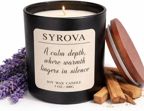 Lavender & Sandalwood Candle, Luxury Scented Soy Candle 7oz, Calming Relaxing Fragrance for Home, Stress Relief & Sleep Aromatherapy Candle, Gift for Women, Long Lasting Jar Candle in Saudi Arabia