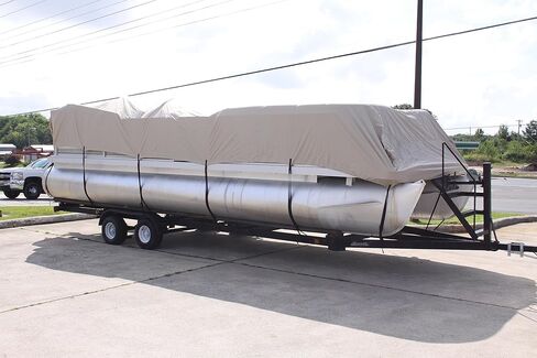 Vortex Direct 1200D Beige 22' Ultra Pontoon/Deck Boat Cover, Elastic, Strap System, Fits 20'1" to 22' Long Deck Area, Up to 102" Beam in Saudi Arabia