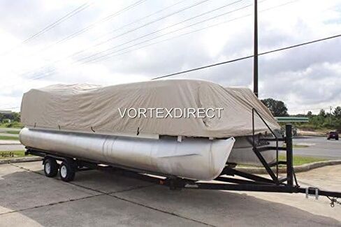 Vortex Direct 1200D Beige 22' Ultra Pontoon/Deck Boat Cover, Elastic, Strap System, Fits 20'1" to 22' Long Deck Area, Up to 102" Beam in Saudi Arabia