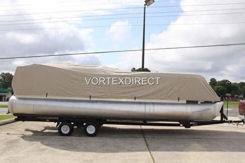 Vortex Direct 1200D Beige 22' Ultra Pontoon/Deck Boat Cover, Elastic, Strap System, Fits 20'1" to 22' Long Deck Area, Up to 102" Beam in Saudi Arabia