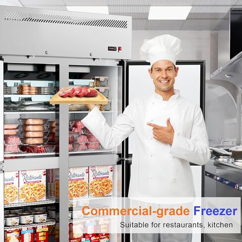 48"W 4 Door Commercial Freezer, 36 Cu.ft Stainless Steel Upright Freezer (-8℉ to -1℉) with 8 Adjustable Shelves, Lockable Door, Wheels, Auto-Defrost for Restaurant, Kitchen, Shop in Saudi Arabia