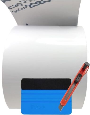 مجموعة أفلام لف الفينيل اللامعة البيضاء 3M سلسلة 2080 1080 من أجل إزالة الكروم اللامع من النوافذ وزخرفة الأبواب مجموعة أدوات مجانية (G10 أبيض لامع، 2 بوصة × 25 قدم) in Kuwait