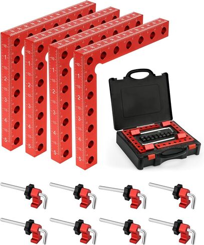 مشابك زاوية للأعمال الخشبية، 4 عبوات 90 درجة 5.5 بوصة × 5.5 بوصة مربعات تثبيت لوضع الزاوية اليمنى، أدوات مشبك مربعة للأعمال الخشبية للخزانة، وإطار الصورة، والصندوق، والأدراج in Kuwait