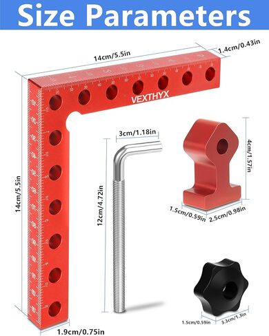 مشابك زاوية للأعمال الخشبية، 4 عبوات 90 درجة 5.5 بوصة × 5.5 بوصة مربعات تثبيت لوضع الزاوية اليمنى، أدوات مشبك مربعة للأعمال الخشبية للخزانة، وإطار الصورة، والصندوق، والأدراج in Kuwait