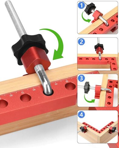 مشابك زاوية للأعمال الخشبية، 4 عبوات 90 درجة 5.5 بوصة × 5.5 بوصة مربعات تثبيت لوضع الزاوية اليمنى، أدوات مشبك مربعة للأعمال الخشبية للخزانة، وإطار الصورة، والصندوق، والأدراج in Kuwait
