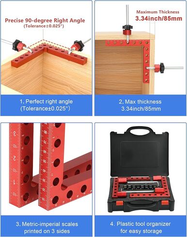 مشابك زاوية للأعمال الخشبية، 4 عبوات 90 درجة 5.5 بوصة × 5.5 بوصة مربعات تثبيت لوضع الزاوية اليمنى، أدوات مشبك مربعة للأعمال الخشبية للخزانة، وإطار الصورة، والصندوق، والأدراج in Kuwait
