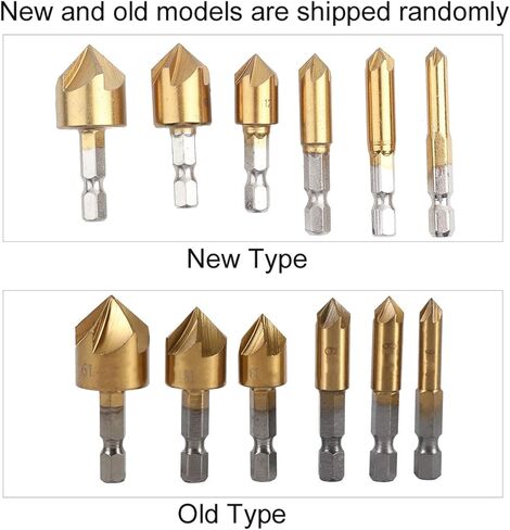 6pcs Countersink Bits, Woodworking Countersink, Chamfer Drill Bit Chamfer Drill Bits 90 Degree Center Punch Tool 1/4 Hex Shank 0.23-0.75 Wood in Saudi Arabia