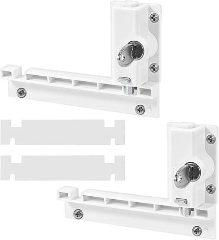 Plastic Safety Locks with Sliding Rail and Mounting Kit, Two Items Sliding Door Security Locks, Little Ones-Safe, Sturdy, Easy Install, Keys and Screws Included in Saudi Arabia