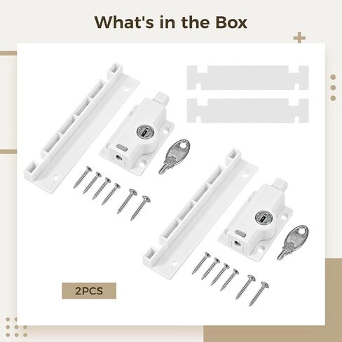 Plastic Safety Locks with Sliding Rail and Mounting Kit, Two Items Sliding Door Security Locks, Little Ones-Safe, Sturdy, Easy Install, Keys and Screws Included in Saudi Arabia