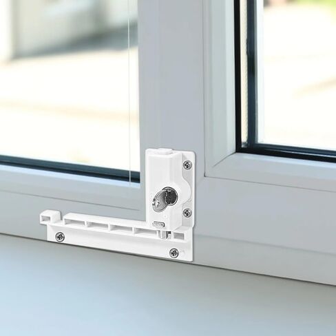 Plastic Safety Locks with Sliding Rail and Mounting Kit, Two Items Sliding Door Security Locks, Little Ones-Safe, Sturdy, Easy Install, Keys and Screws Included in Saudi Arabia