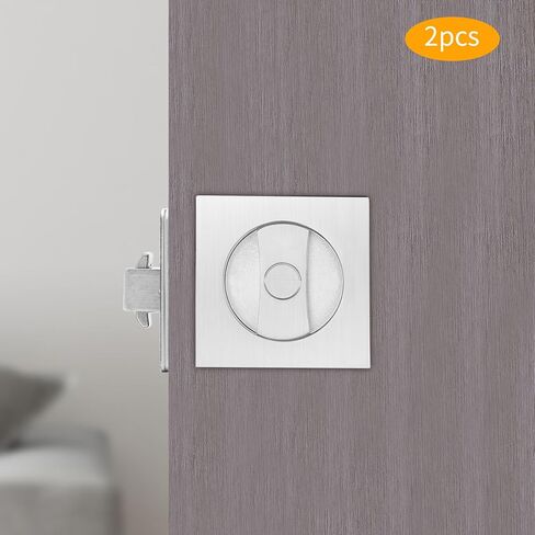 قفل مربع لباب الجيب مع مجموعة سهلة التركيب - قفل خصوصية مغزلي مربع لغرفة النوم والحمام وأبواب الجيب المنزلقة للمكاتب | مزلاج قابل للتعديل in Kuwait