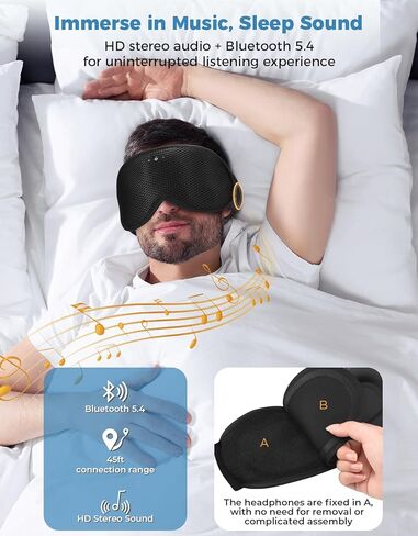 قناع نوم محيطي ثلاثي الأبعاد مع سماعات رأس بلوتوث وأقنعة للعين للنوم مع مكبرات صوت ستيريو رفيعة للغاية للرجال والنساء وهدايا التكنولوجيا in Saudi Arabia