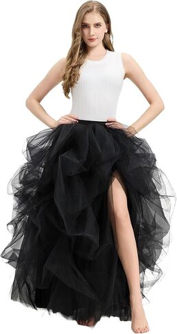 تنورة نسائية طويلة سوداء من التول مع فتحة توتو منفوشة للغاية للحفلات الراقصة والحفلات الليلية YSK508 in Kuwait