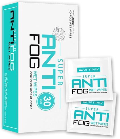 مناديل مضادة للضباب للنظارات أو المناظير أو دروع الوجه أو أقنعة التزلج أو نظارات السباحة | مناديل تنظيف مبللة مسبقًا مضادة للضباب للنظارات ومزيل الضباب للنظارات (30 قطعة) in Kuwait