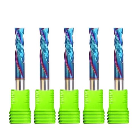 10 قطع 3.175 ملم 4 ملم 6 ملم شانك لولبي لقم التوجيه صعودا وهبوطا قطع CNC 2 مزامير طلاء نانو أزرق كربيد مطحنة أدوات تقطيع نهاية الخشب المضغوط (10 قطع 4x22 ملم) in Kuwait