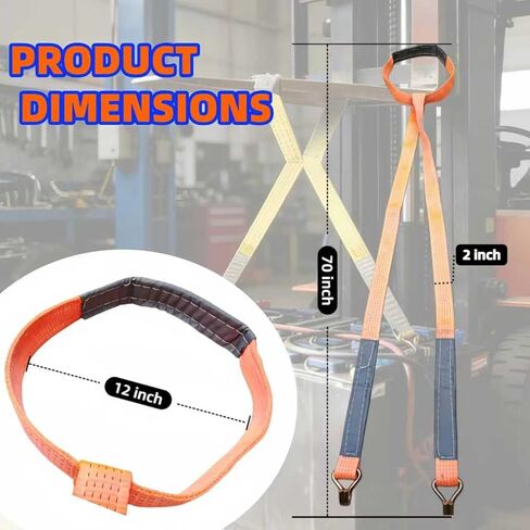 حبال رفع مناسبة لبطارية الرافعة الشوكية الصناعية مع حلقة دائرية للرفع بخطاف سلكي مقاس 12 بوصة، سهلة الإزالة واستبدال بطاريات الرافعة الشوكية (برتقالي) in Kuwait