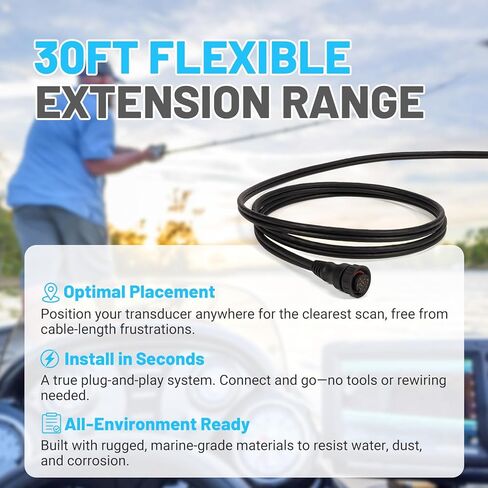 10 Feet (3 m) Transducer Extension Cable 21-Pin, Compatible with Panoptix LiveScope System, LVS32 LVS34 LVS62XR Transducer, Extend The Cable Length, 010-12855-00 in Saudi Arabia