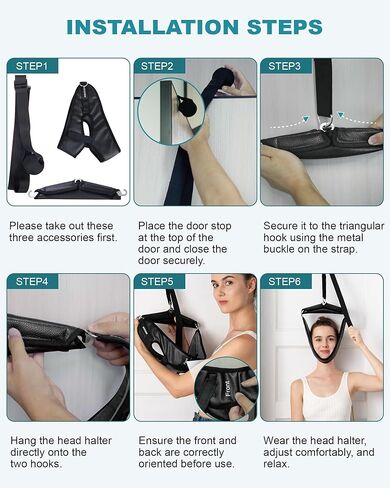 جهاز جر عنق الرحم للاستخدام المنزلي - جهاز جر عنق الرحم فوق الباب لتخفيف الضغط والعلاج الطبيعي المنزلي، جهاز جر الرقبة المحمول لألم الرقبة (مع صندوق) in Kuwait