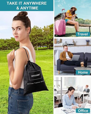 جهاز جر عنق الرحم للاستخدام المنزلي - جهاز جر عنق الرحم فوق الباب لتخفيف الضغط والعلاج الطبيعي المنزلي، جهاز جر الرقبة المحمول لألم الرقبة (مع صندوق) in Kuwait