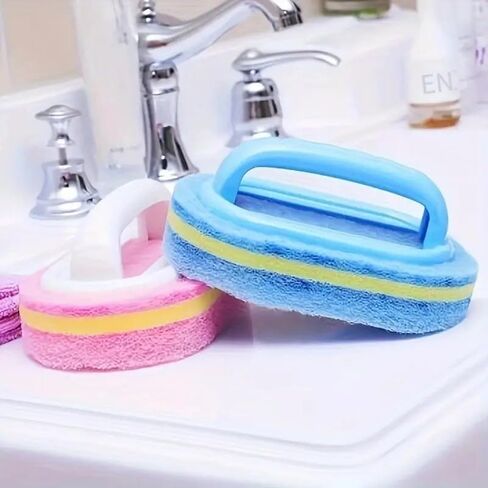 Blue Cleaning Brush for Bathroom, Kitchen, Bathtub & Toilet - Includes Shower Sponge, Ergonomic Handle (Efficient Scrubbing) in Saudi Arabia