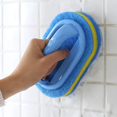 Blue Cleaning Brush for Bathroom, Kitchen, Bathtub & Toilet - Includes Shower Sponge, Ergonomic Handle (Efficient Scrubbing) in Saudi Arabia