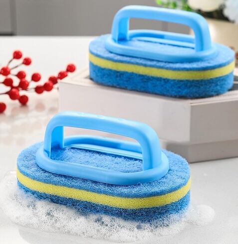 Blue Cleaning Brush for Bathroom, Kitchen, Bathtub & Toilet - Includes Shower Sponge, Ergonomic Handle (Efficient Scrubbing) in Saudi Arabia