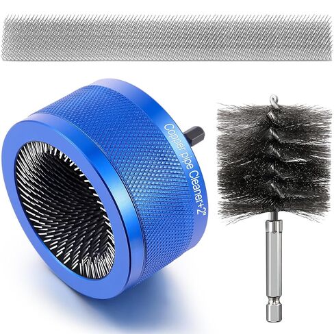 Copper Pipe Cleaner for Drill Set Includes External Stainless Steel Wire Bore Brushes, Internal Tube Cleaning Brushes, Replacement Plumbing Tools(2",Blue,3 Pcs) in Saudi Arabia