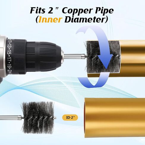 Copper Pipe Cleaner for Drill Set Includes External Stainless Steel Wire Bore Brushes, Internal Tube Cleaning Brushes, Replacement Plumbing Tools(2",Blue,3 Pcs) in Saudi Arabia