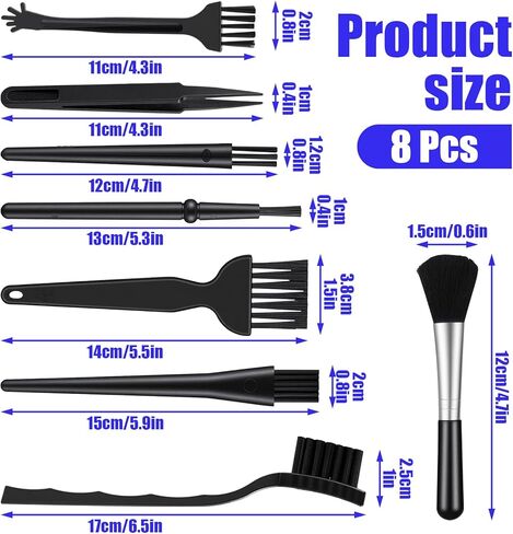 8 Pcs Mini Keyboard Cleaning Brushes Kit, Anti Static Electronic Dust Cleaning Brushes with PP Handle and Nylon Bristles, Keyboards Cleanings Brush for Computer Keyboard and Small Spaces in Saudi Arabia