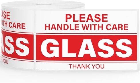 500 Pcs Glass Please Handle with Care Stickers 3" x 5" Large Fragile Stickers for Shipping Waterproof Fragile Warning Shipping Packing Labels for Glass Mirrors Windows Moving Boxes Red in Saudi Arabia