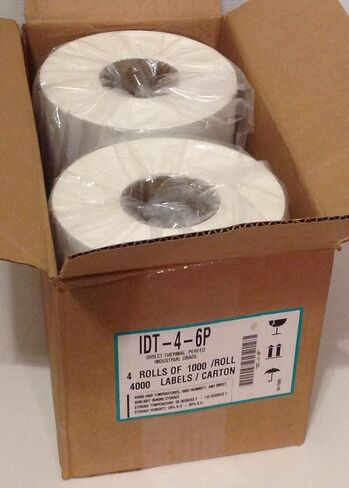 Direct Thermal White Shipping Labels (IDT-4-6P), 4" x 6", 1000 Per Roll - CASE of 4 Rolls (4,000 Labels) in Saudi Arabia