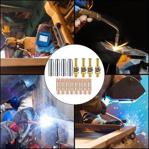 16PCS MIG Welding Accessory Kit for 15AK 0.8mm Contact Tips Gas Nozzles & Diffusers Copper Build in Saudi Arabia