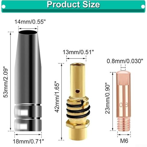 16PCS MIG Welding Accessory Kit for 15AK 0.8mm Contact Tips Gas Nozzles & Diffusers Copper Build in Saudi Arabia