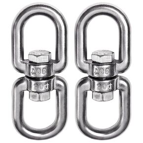 Heavy Duty 304-Stainless Steel Double Eye Swivel, Swivel Ring Double Ended with Snap Hooks for Web Tree Swing, Rotating Hammock, Swing Spinner Hanger, Swivel Carabiner (M8, 2+1) in Saudi Arabia