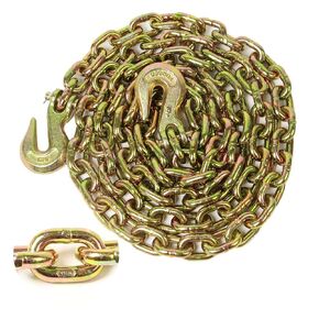 Grade 80 Heavy Duty Binder Chain, 5/16" x 20' with Grab Hooks - 4900 Lbs Safe Working Load Tow Chain for Transport, Towing and Logging in Kuwait