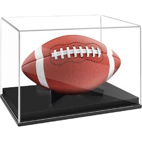حافظة عرض كرة القدم مع قاعدة من الخشب الصلب الأسود - صندوق عرض حامل كرة قدم من الأكريليك الشفاف لكرة القدم الموقعة، عرض تذكارات كرة القدم بالحجم الكامل in Kuwait