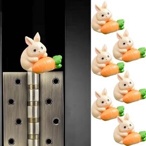 Cute Mini Creative Hugging Carrot Rabbit Hinge Heads Decorative Topper Set 6PCS, Home Decoration,Magnetic Hinge Head Toppers Door Hinge in Kuwait