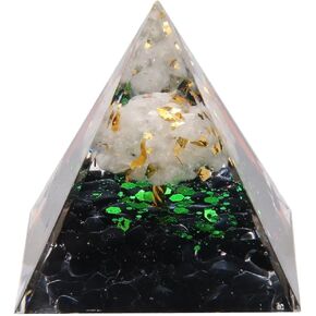 Handmade Orgone Pyramid with Natural Crystals & Mini Tree - Orgonite Healing Crystal Desk Decor for Meditation, Stress Relief-Office & Home Decor (Violet Pebble Grove) in Saudi Arabia