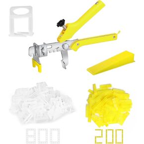 Tile Leveling System with Plier - Tile Spacers and Reusable Wedges, Tile Leveling Clips Tile Tools for Tiles and Stone Installation (1/8 * 800 Spacers and 200 Wedges) in Kuwait
