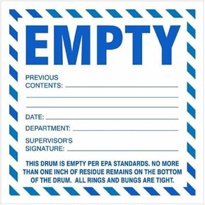EMPTY Drum - Industrial Labels, 6 x 6 inches, Paper, Pack of 100 in Kuwait