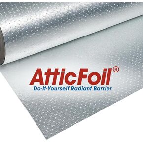 AtticFoilㅤ - حاجز العلية المشع الأصلي - عرض 48 بوصة / 1000 قدم مربع، عزل رقائق الألومنيوم النقي المثقوب/القابل للتنفس على الوجهين + شريط مجاني، كتل 97٪ حرارة مشعة (لفة 1000 قدم مربع) in Kuwait