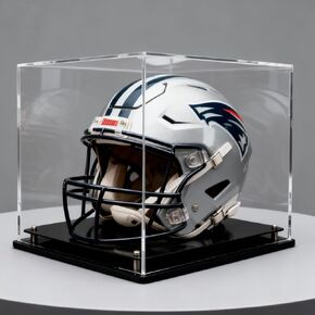 Football Helmet Display Case, Crystal Clear Acrylic Showcase with Stainless Steel Screw Feet, Helmet Case with Black Protection Holder Base, Self-Assembly Dust-Proof Helmet Case for Sports Memorabilia in Kuwait